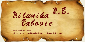 Milunika Babović vizit kartica
